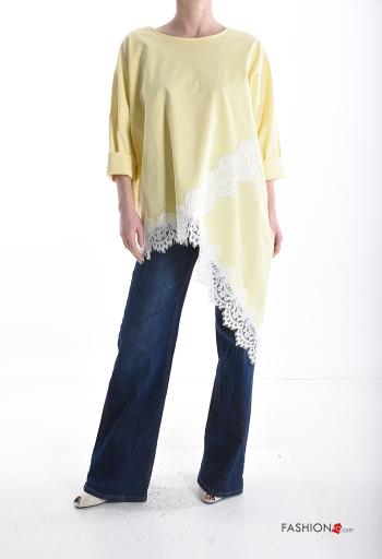 Blusa de Algodón manga larga encaje asimetrico - ph 5