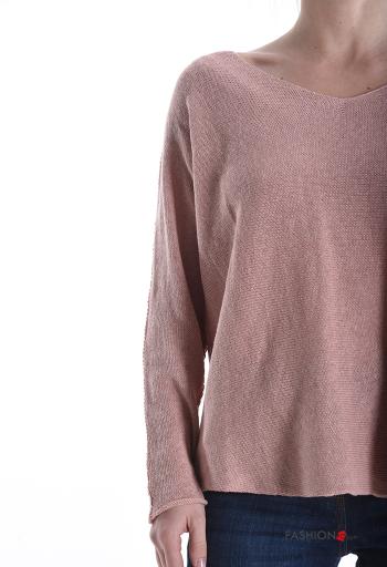 lange ärmel Strickpullover aus Baumwolle mit V-Ausschnitt - ph 4