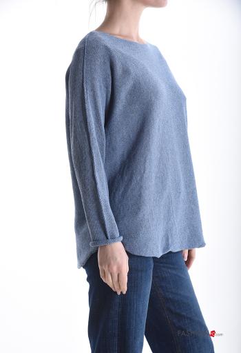 lange ärmel u-boot ausschnitt Strickpullover aus Baumwolle - ph 3