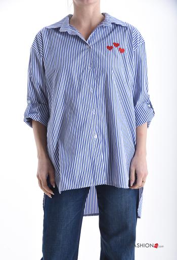 Streifenmuster lange ärmel Hemd aus Baumwolle