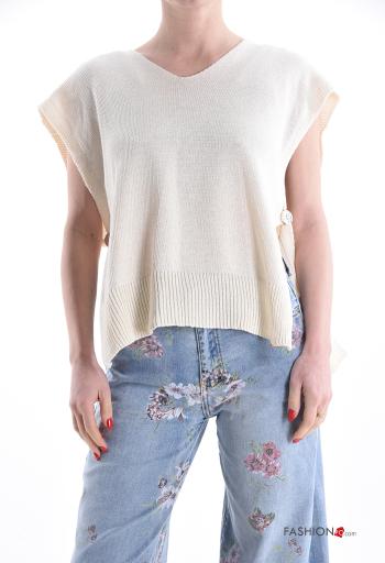 Maglione in Cotone senza maniche con bottoni scollo a V - ph 1