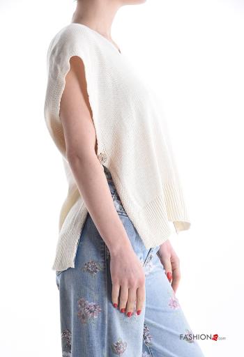 Maglione in Cotone senza maniche con bottoni scollo a V - ph 3