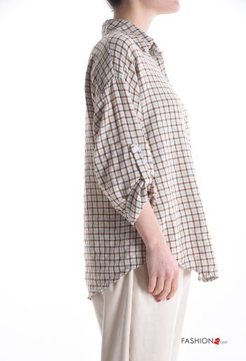 Vichy long sleeve with collar Cotton Shirt with buttons - ph 3