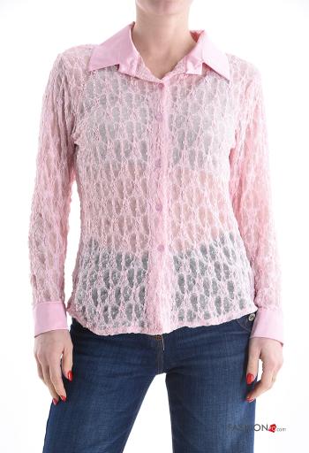 Camicia maniche lunghe pizzo raso - ph 1