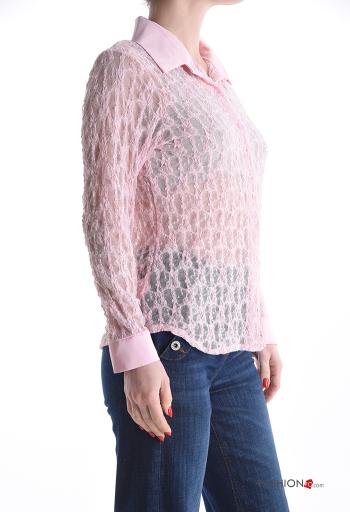 Camicia maniche lunghe pizzo raso - ph 3