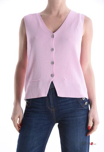 Cardigan senza maniche con bottoni scollo a V