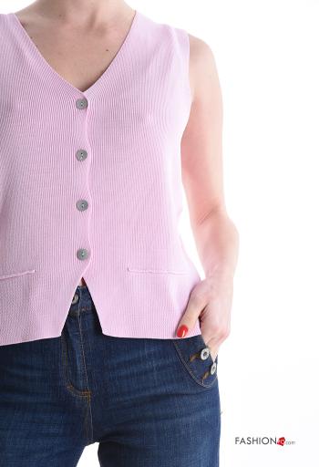 Cardigan senza maniche con bottoni scollo a V - ph 4