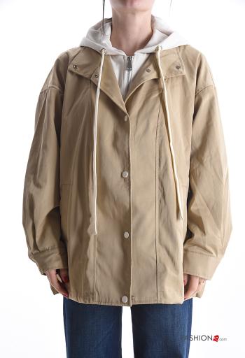 Giacca in Cotone con tasche con bottoni con cappuccio