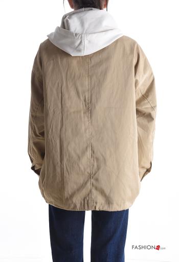 Giacca in Cotone con tasche con bottoni con cappuccio - ph 2