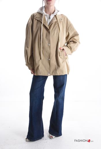 Giacca in Cotone con tasche con bottoni con cappuccio - ph 5