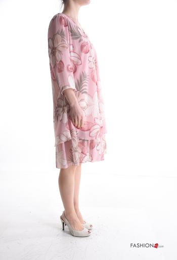 Floral Dress with v-neck 3/4 sleeve - ph 3