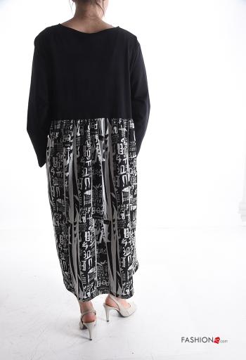 Abstract print long sleeve Dress with pockets - ph 2