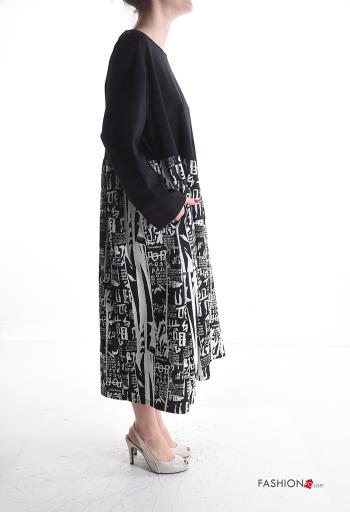 Abstract print long sleeve Dress with pockets - ph 3