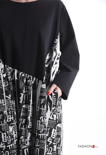 Abstract print long sleeve Dress with pockets - ph 4