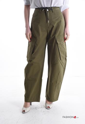 Pantalones de Algodón con bolsillos con cordón