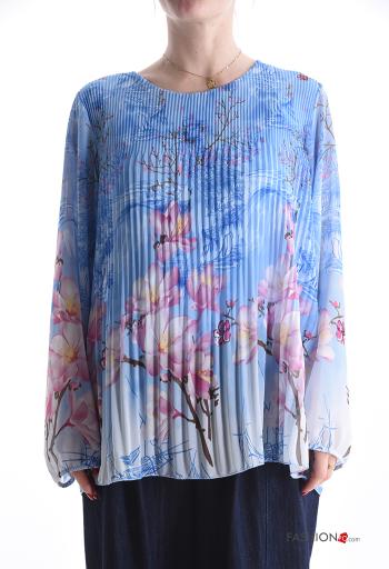 Floral pleated long sleeve Blouse - ph 1