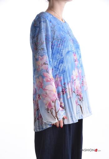 Floral pleated long sleeve Blouse - ph 3