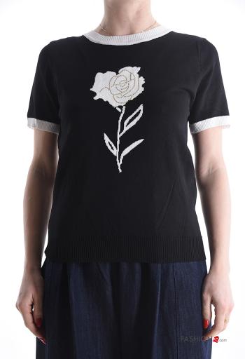 short sleeve Sweater with rhinestones