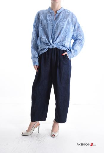 Embroidered long sleeve Cotton Shirt with v-neck - ph 5