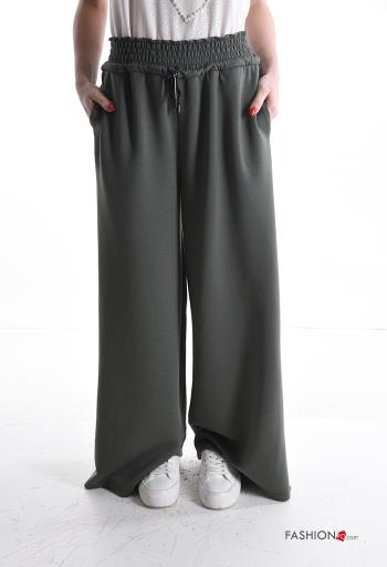 Calças de treino cintura subida wide leg com cordão com elástico - ph 1