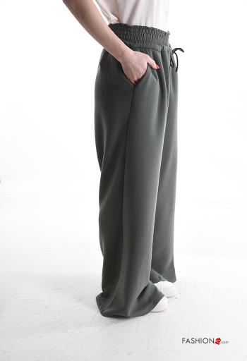 Calças de treino cintura subida wide leg com cordão com elástico - ph 3