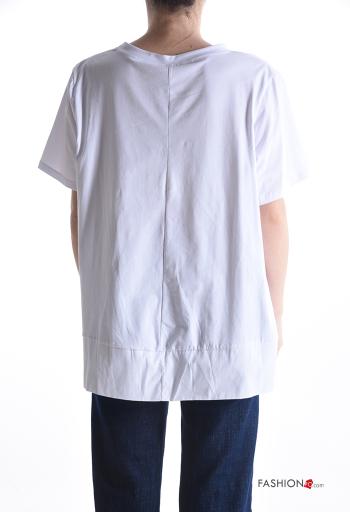 Lettering print short sleeve asymmetrical Cotton T-shirt - ph 2