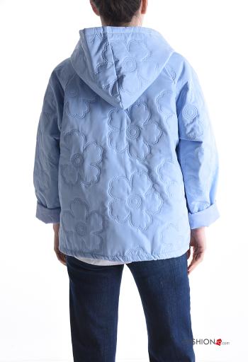 Plumífero Estampado Floral con bolsillos con capucha con cordón con cremallera - ph 2