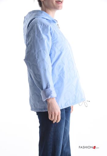 Plumífero Estampado Floral con bolsillos con capucha con cordón con cremallera - ph 3