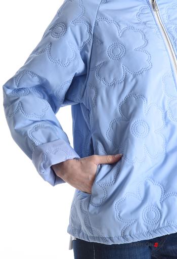 Plumífero Estampado Floral con bolsillos con capucha con cordón con cremallera - ph 4