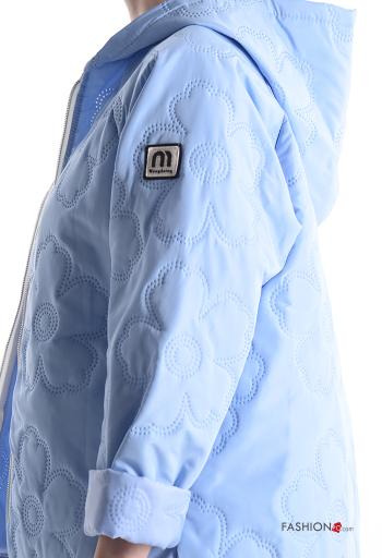 Plumífero Estampado Floral con bolsillos con capucha con cordón con cremallera - ph 6