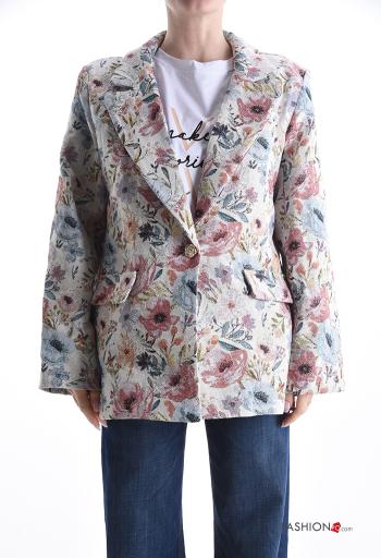 Blazer de Algodón manga larga Estampado Floral