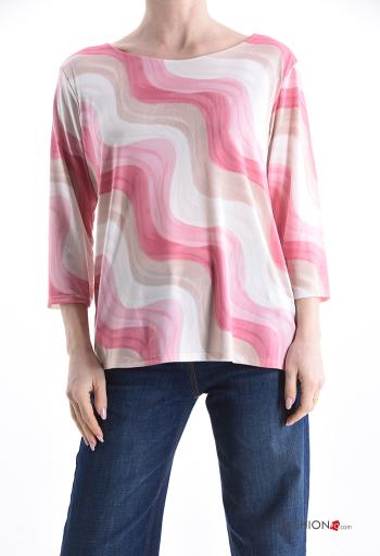 Blusa Estampado abstracto manga tres cuartos