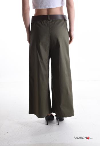 Pantalones de Algodón wide leg con cinturón con bolsillos - ph 2