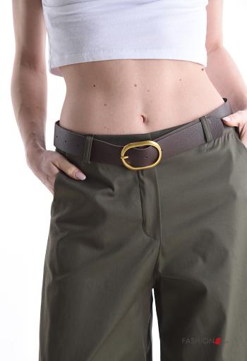 Pantalones de Algodón wide leg con cinturón con bolsillos - ph 4