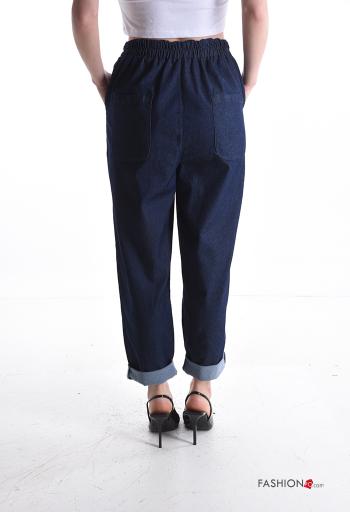 Pantalones de Algodón tela vaquera con bolsillos con elástico - ph 2