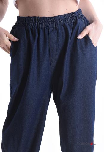 Pantalones de Algodón tela vaquera con bolsillos con elástico - ph 4