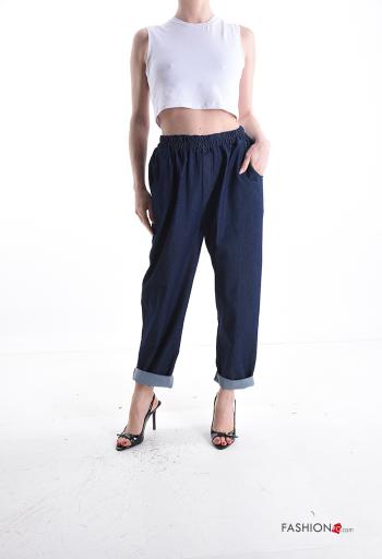 Pantalones de Algodón tela vaquera con bolsillos con elástico - ph 5
