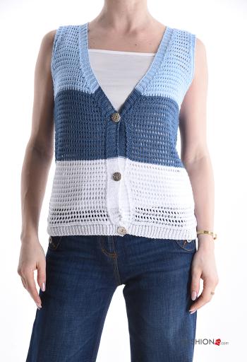 Cardigan senza maniche con bottoni scollo a V