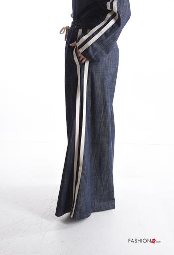 Pantalones de Algodón cintura alta tela vaquera wide leg con bolsillos con cordón - ph 3