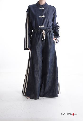 Pantalones de Algodón cintura alta tela vaquera wide leg con bolsillos con cordón - ph 5