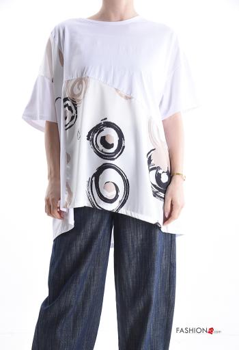 T-shirt en Coton oversize manches courtes Imprimé abstrait