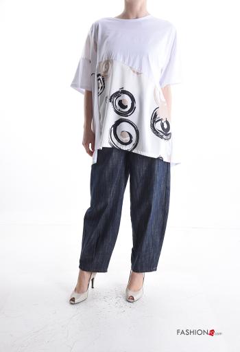 T-shirt en Coton oversize manches courtes Imprimé abstrait - ph 5