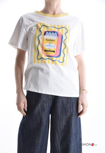T-shirt in Cotone maniche corte Fantasia stampata