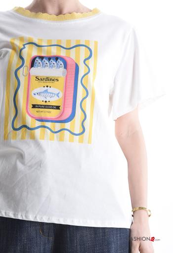 T-shirt in Cotone maniche corte Fantasia stampata - ph 4