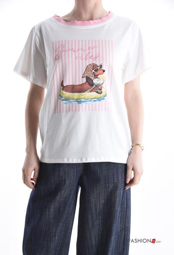 T-shirt in Cotone maniche corte Fantasia stampata
