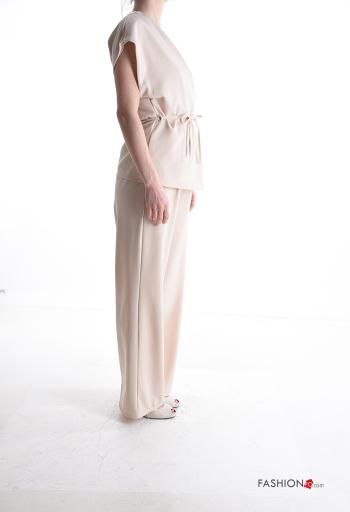 ärmellos wide leg zweiteilige Set mit Taschen mit Schleife - ph 3