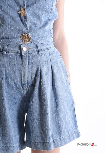Conjunto em Algodão denim sem mangas com botões - ph 4