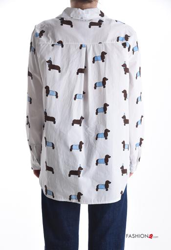Camisa de Algodón manga larga con cuello Estampado animales con botones - ph 2