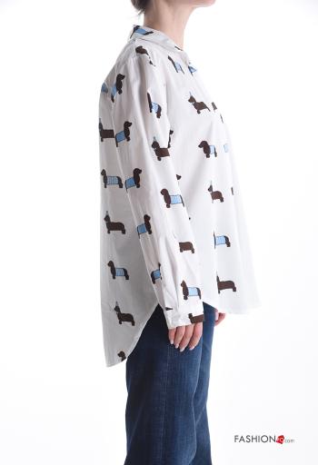 Camisa de Algodón manga larga con cuello Estampado animales con botones - ph 3