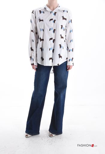Camisa de Algodón manga larga con cuello Estampado animales con botones - ph 5
